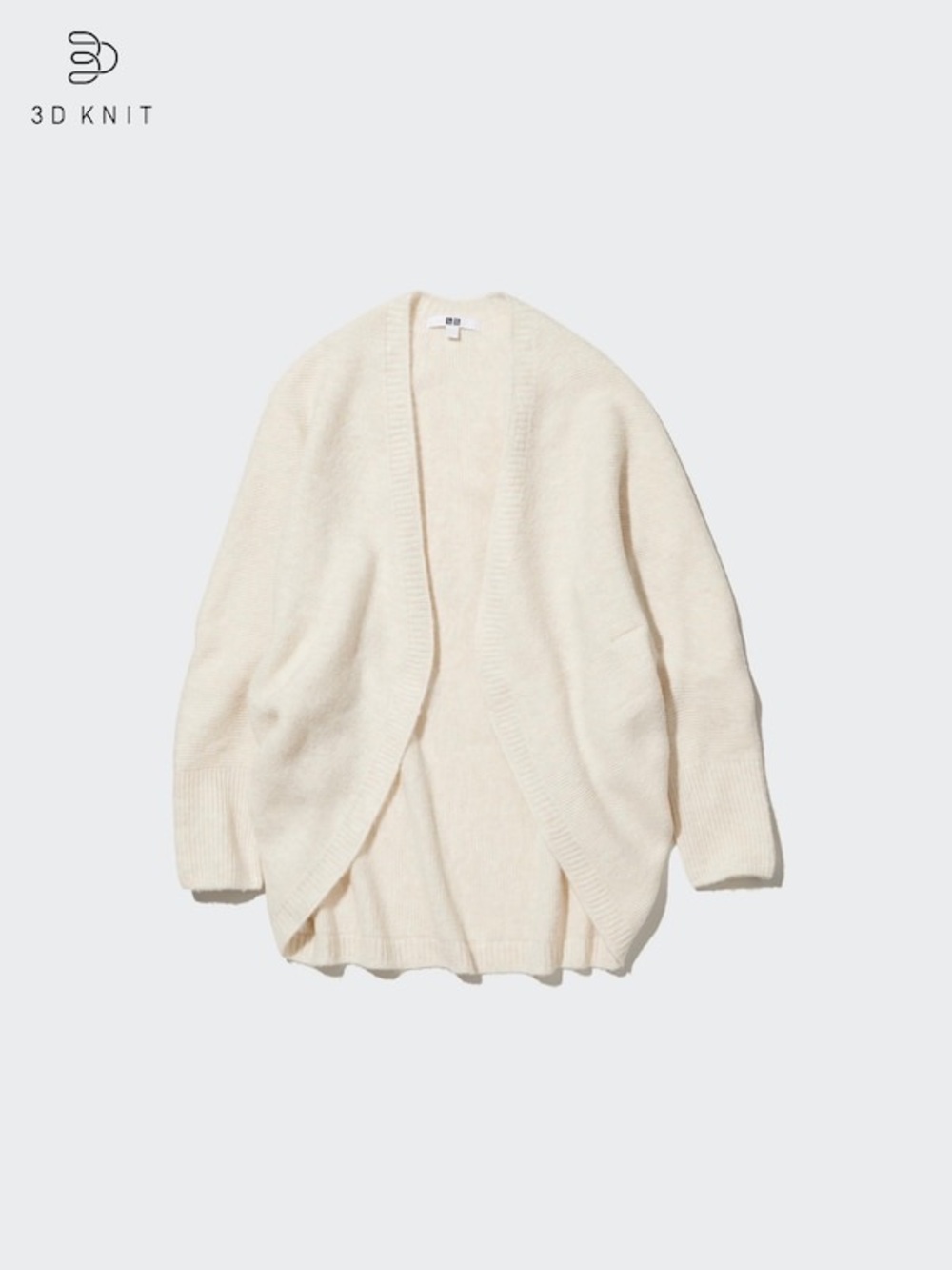 UNIQLO 3D Knit Cream Open-Front Women's Cardigan Sweater